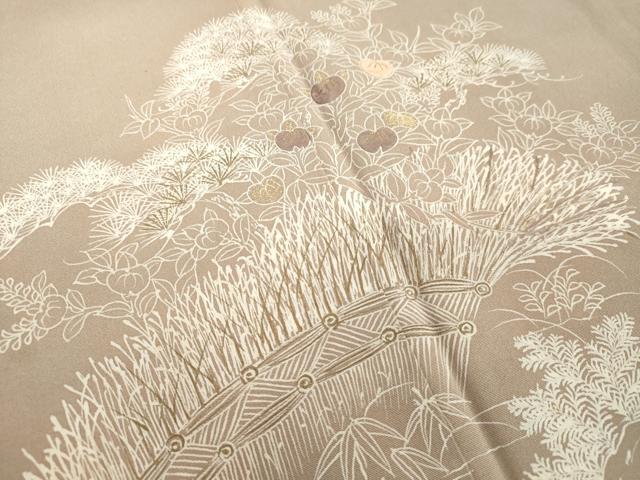 平和屋着物○創業460年・千總 訪問着 刺繍 風景草花文 金糸