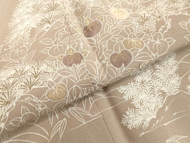 平和屋着物○創業460年・千總 訪問着 刺繍 風景草花文 金糸