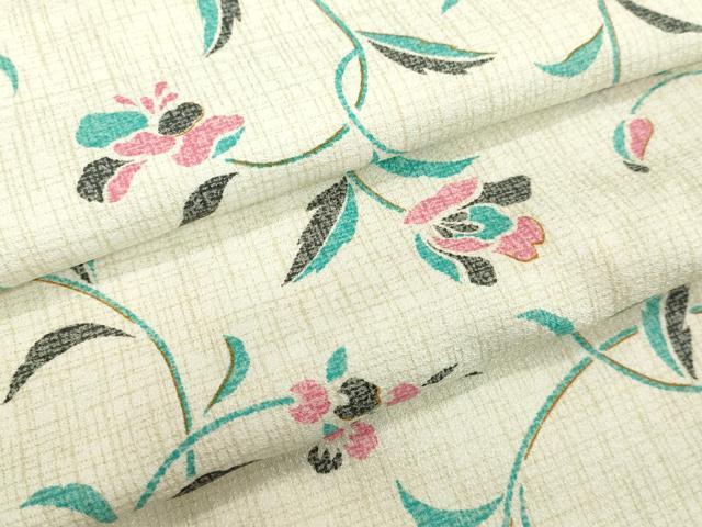 平和屋着物●小紋　草花文　洗える着物　未使用　DAAV8794tw