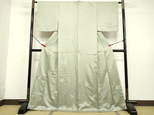 平和屋着物＊夏物　小紋　紗　流水雪輪花文　正絹　逸品　AABG5500jd 平和屋着物＊夏物 平和屋着物○上質な小紋 雪輪重ね文 正絹