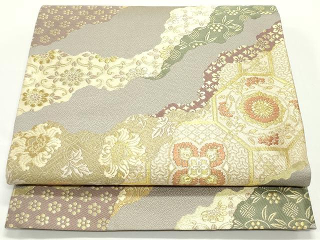 平和屋着物●西陣の名門　本家加納　六通柄袋帯　唐織　道長蜀江花唐草文　金糸　正絹　逸品　DAAV9039ob