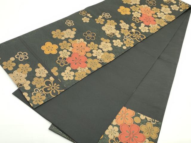 平和屋着物●西陣　川島織物　六通柄京袋帯　立波舞花文　黒地　DAAV9042ob 平和屋着物○西陣 川島織物 六通柄京袋帯 立波舞花文 黒地