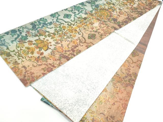 平和屋着物○六通柄袋帯 紬地 更紗花唐草文 正絹 逸品