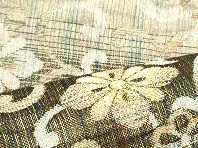 平和屋着物▽六通柄袋帯　スリーシーズン　春夏秋　花菱唐草文　金銀糸　正絹　逸品　DAAV9073ob 平和屋着物○六通柄袋帯 スリーシーズン 春夏秋 花菱唐草文