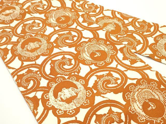 平和屋着物○全通柄九寸名古屋帯 型染め 鶴 亀 花