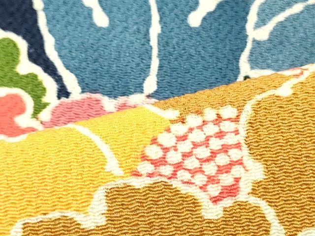 平和屋着物○全通柄九寸名古屋帯 型染め 草花文 鬼