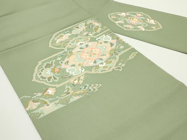 平和屋着物○塩瀬 九寸名古屋帯 型染め 幾何学更紗花菱文