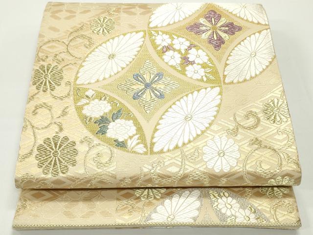 平和屋着物●六通柄袋帯　唐織　本草木つづれ　七宝花唐草文　金銀糸　正絹　逸品　DAAV9128ob