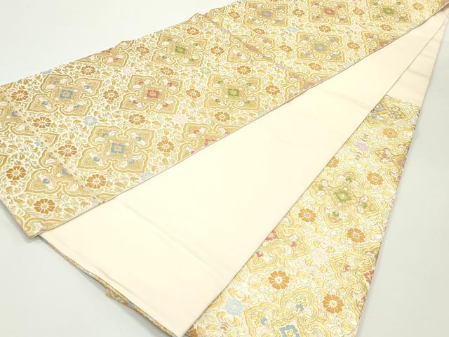 平和屋着物○六通柄 本袋帯 唐織 花菱文 金糸 正絹 逸品 DAAV9142ob