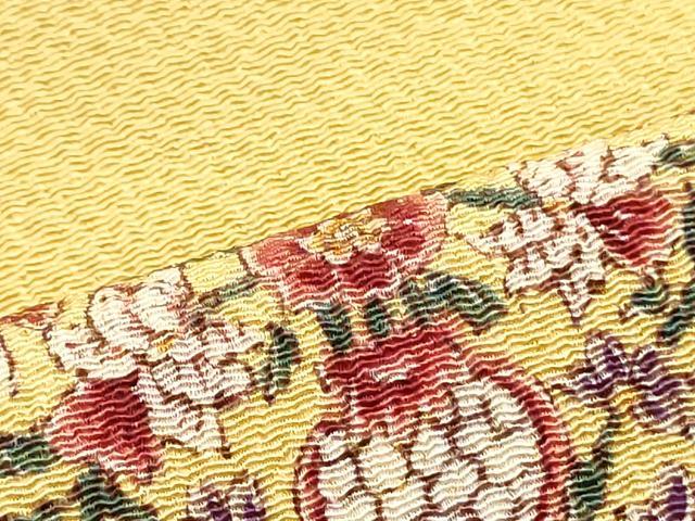 平和屋着物○九寸開き名古屋帯 型染 遠山文 鬼しぼ縮緬