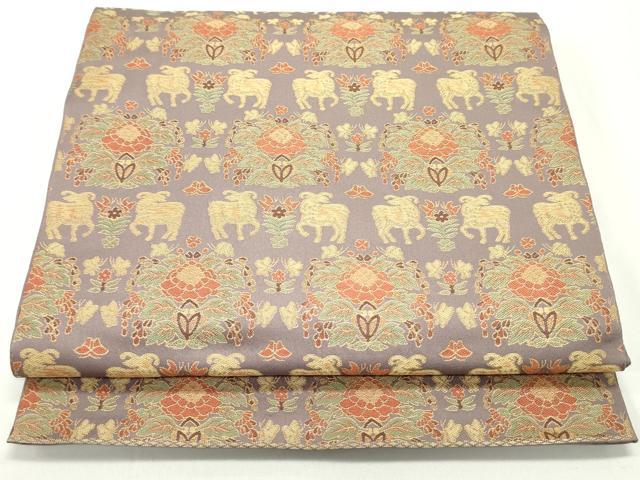 平和屋着物●名物裂一筋　西陣・あらいそ謹製　全通柄　本袋帯　鳥獣更紗花蝶文　金糸　正絹　逸品　DAAV9158ob