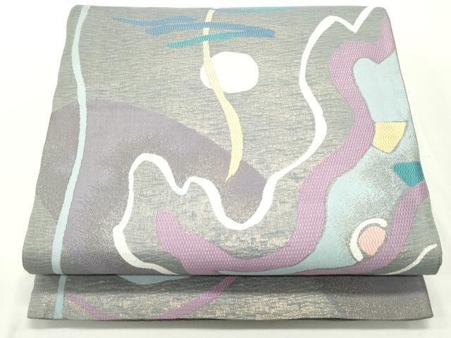 平和屋着物●六通柄袋帯　抽象文様　金糸　正絹　逸品　DAAV9162ob