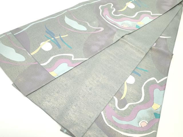 平和屋着物○六通柄袋帯 抽象文様 金糸 正絹 逸品 DAAV9162ob