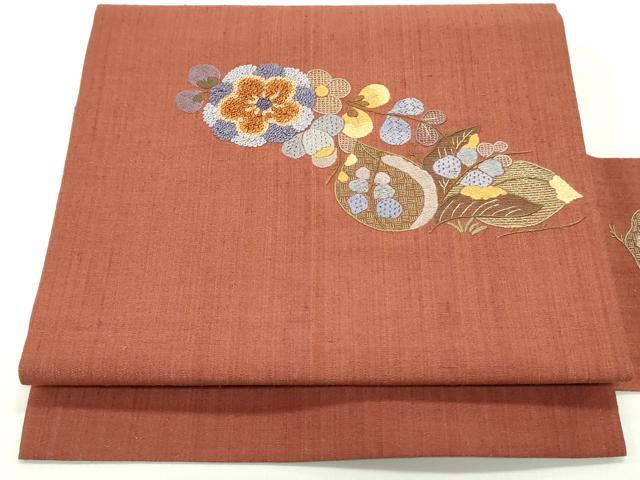 平和屋2■中国三大刺繍　スワトウ刺繍　汕頭刺繍　総刺繍　訪問着　片輪車花文　梅染色　逸品　DAAH1829du