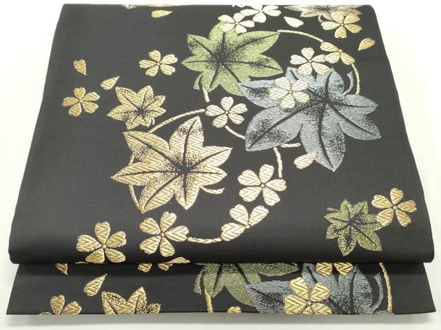 西陣　川島織物　六通柄　本袋帯　菱松葉　黒地　金銀糸　証紙付き 平和屋本店□極上 西陣 川島織物 六通柄 本袋帯 正倉院