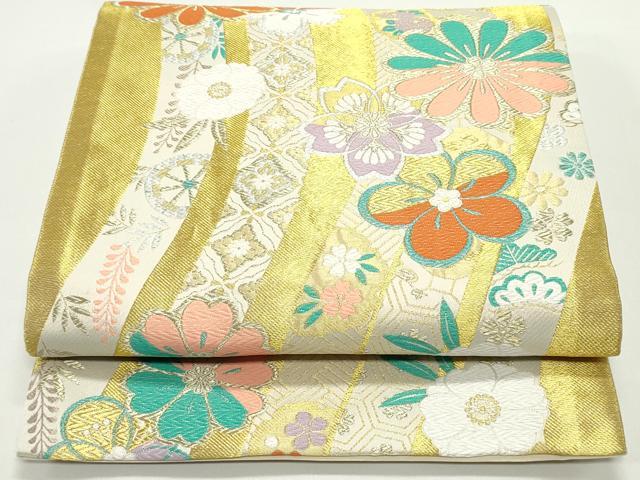 平和屋着物◎六通柄袋帯 唐織 舞花文 金銀糸 正絹 逸品 AAAW8883yx