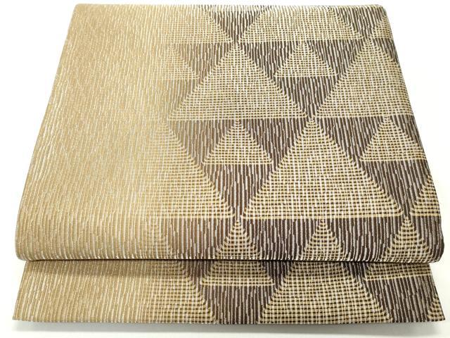 平和屋着物●全通柄袋帯　鱗間道　銀通し地　正絹　逸品　DAAV9220ob