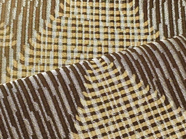 平和屋着物○全通柄袋帯 鱗間道 銀通し地 正絹 逸品