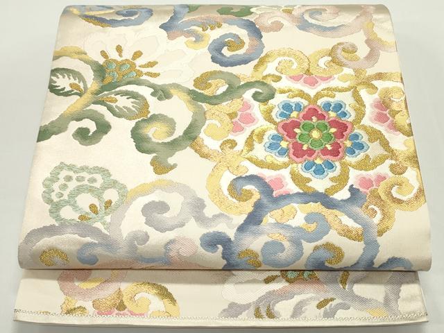 平和屋着物●六通柄袋帯　唐織　大和夢文様　金糸　引箔　正絹　逸品　DAAV9232ob