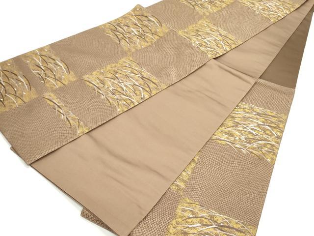 平和屋着物●六通柄袋帯　唐織　芝市松文　正絹　逸品　未使用　DAAV9255ob 平和屋着物○六通柄袋帯 唐織 芝市松文 正絹 逸品 未使用