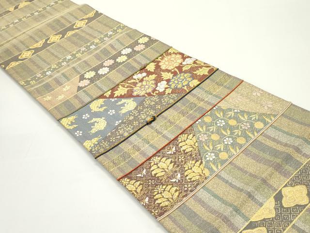 平和屋着物○六通柄袋帯 唐織 組み紐 名物裂切嵌花唐草