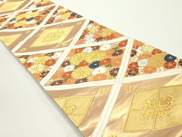 平和屋着物○西陣 河合美術織物謹製 六通柄袋帯 唐織 切嵌