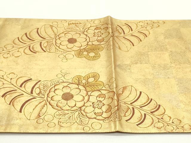 平和屋着物●人間国宝　五代　田畑喜八　六通柄袋帯　松皮菱辻が花文　金銀彩　引箔　正絹　逸品　DAAV9283ob 平和屋着物○人間国宝 五代 田畑喜八 六通柄袋帯 松皮菱