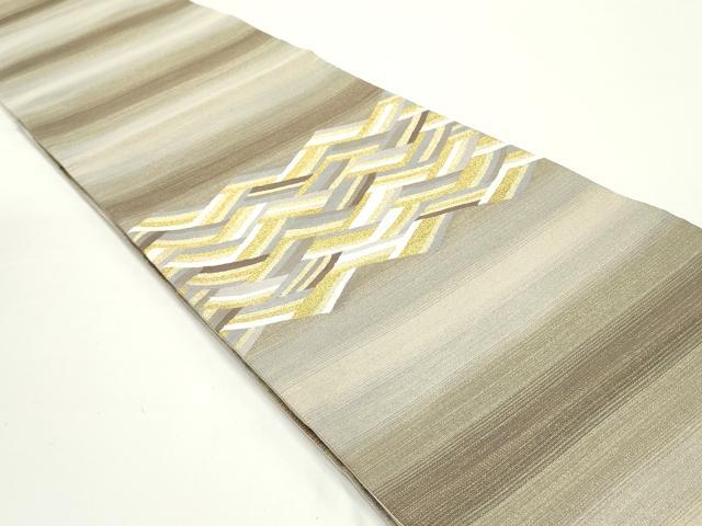 平和屋着物●綴れ　太鼓柄袋帯　檜垣横段文　金糸　正絹　逸品　未使用　DAAV9284ob 平和屋着物○綴れ 太鼓柄袋帯 檜垣横段文 金糸 正絹 逸品 未