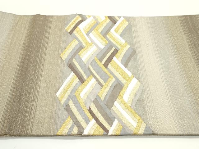 平和屋着物●綴れ　太鼓柄袋帯　檜垣横段文　金糸　正絹　逸品　未使用　DAAV9284ob 平和屋着物○綴れ 太鼓柄袋帯 檜垣横段文 金糸 正絹 逸品 未