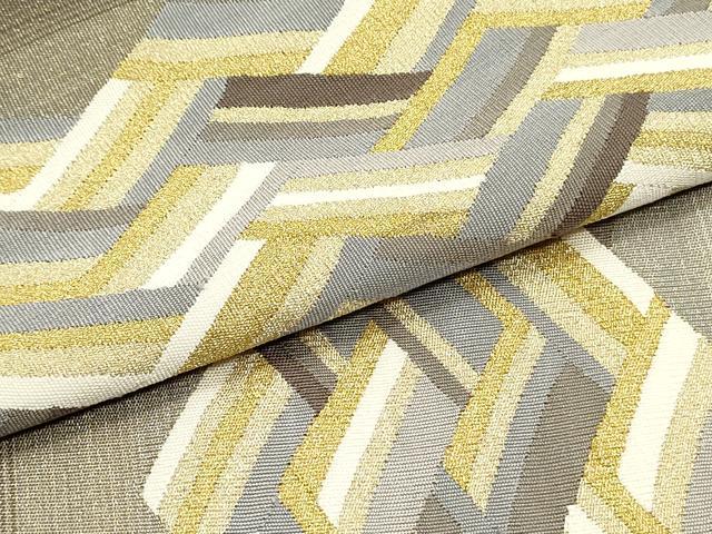 平和屋着物○綴れ 太鼓柄袋帯 檜垣横段文 金糸 正絹 逸品 未