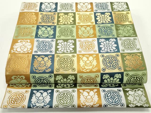 平和屋着物●西陣　全通柄袋帯　遠州石畳文　佐藤商店オリジナル　金糸　証紙付き　正絹　逸品　未使用　DAAV9286ob