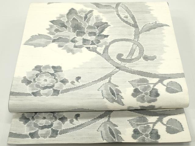 平和屋着物●両面　全通柄袋帯　紬地　更紗花唐草文　正絹　逸品　未使用　DAAV9294ob