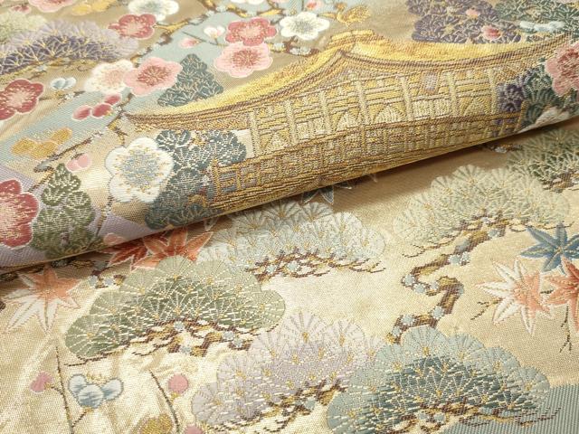 平和屋着物○西陣 長嶋成織物 ながしま帯 六通柄袋帯 金閣寺絢