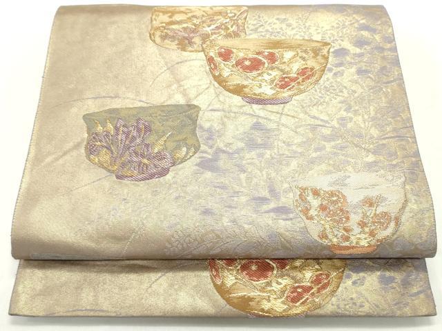 平和屋着物●京の名門　じゅらく謹製　帝王紫　清水六兵衛　六通柄袋帯　唐織　花鳥風月　金糸　引箔　正絹　逸品　DAAV9316ob