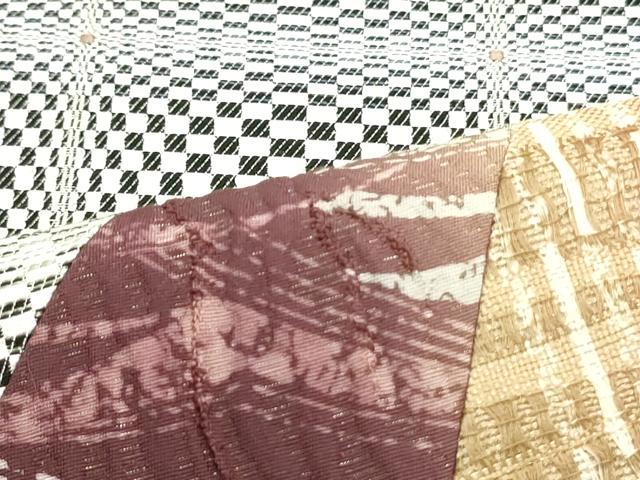 平和屋着物○両面 太鼓柄袋帯 切嵌 変わり市松抽象文様 正絹 逸品