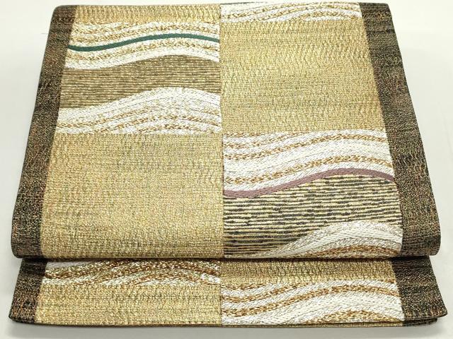 平和屋着物●六通柄袋帯　献上市松取文　金銀糸　正絹　逸品　DAAV9342ob 10,837円