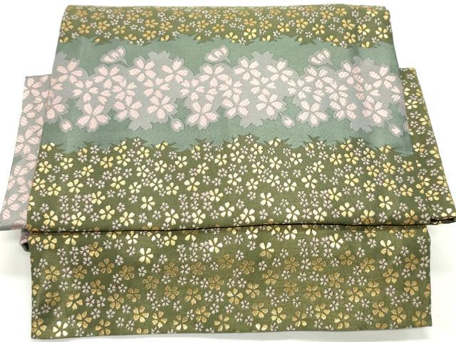 平和屋着物●ワンタッチつけ帯　唐織　舞桜横段文　金糸　未使用　DAAV9343ob