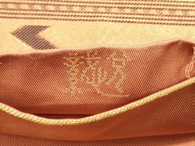 平和屋着物○織物一筋名門 織悦 全通柄 本袋帯 陶器更紗花横段文 金糸