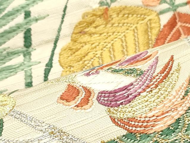 平和屋着物○六通柄袋帯 唐織 能衣鳳凰楓文 金銀糸