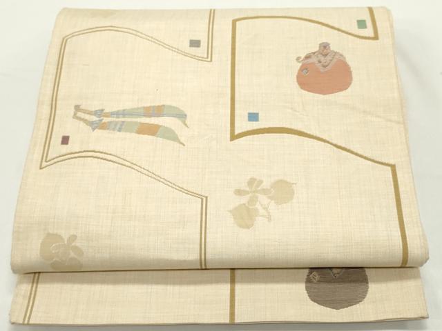 平和屋着物●六通柄袋帯　成り物間道　正絹　逸品　DAAV9382ob