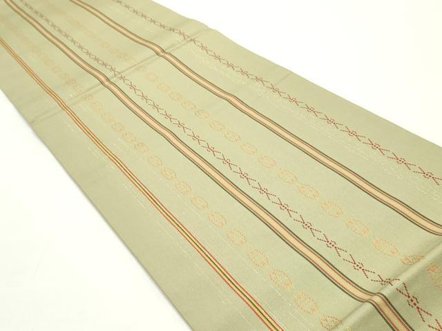 平和屋着物○全通柄袋帯 花織 間道 金糸 正絹 逸品 DAAV9390ob 袋帯