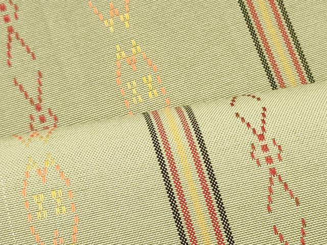 平和屋着物○全通柄袋帯 花織 間道 金糸 正絹 逸品 DAAV9390ob 袋帯