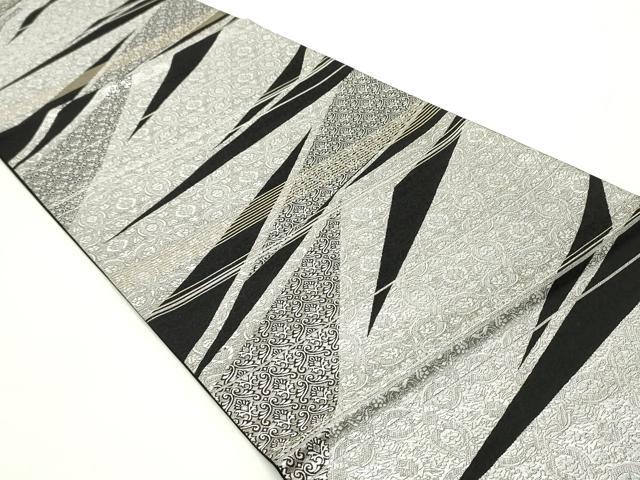 平和屋着物●六通柄袋帯　裂取更紗琴線　黒地　金銀糸　正絹　逸品　未使用　DAAV9393ob 平和屋着物○六通柄袋帯 裂取更紗琴線 黒地 金銀糸 正絹 逸品
