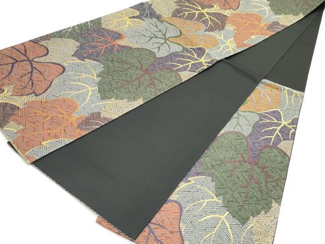 平和屋着物●六通柄袋帯　唐繍　松皮菱蔦の葉文　金糸　正絹　逸品　DAAV9396ob 平和屋着物○六通柄袋帯 唐繍 松皮菱蔦の葉