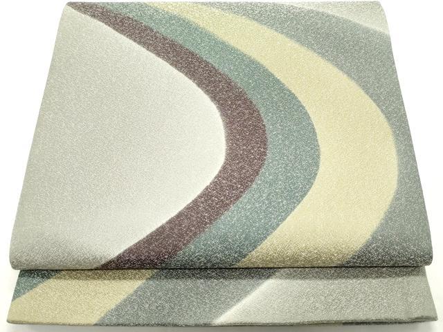 平和屋着物●六通柄袋帯　流水間道　銀通し地　鈴乃屋扱い　正絹　逸品　未使用　DAAV9403ob