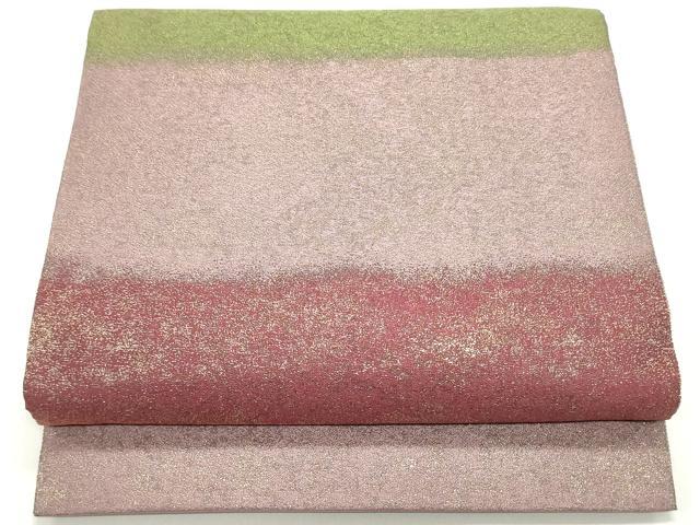 平和屋着物●伝統工芸士　平田藤三郎　六通柄袋帯　霞横段文　金糸　正絹　逸品　DAAV9408ob