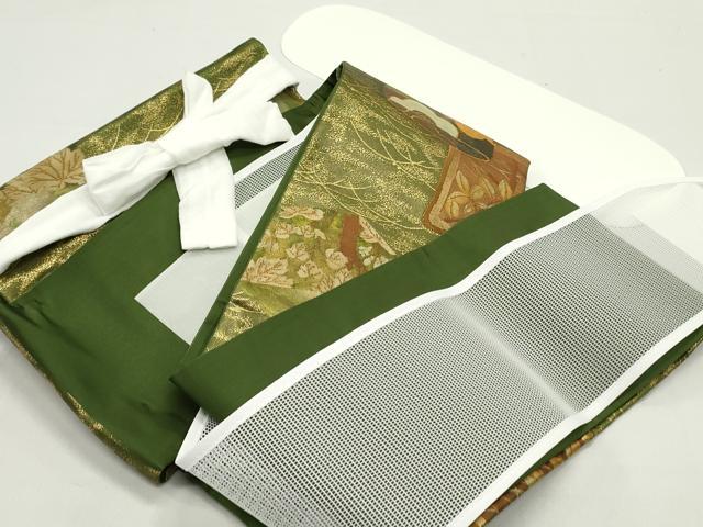 平和屋着物○ワンタッチつけ帯 陶器色紙草花文 金糸 箱付き やまと誂