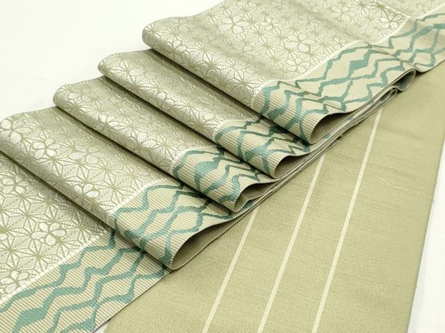 平和屋着物●本場筑前博多織　両面　半幅帯　花間道　正絹　逸品　DAAV9432ob