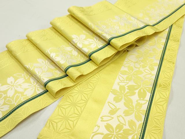 平和屋着物●本場筑前博多織　半幅帯　舞桜麻の葉間道　正絹　逸品　DAAV9433ob