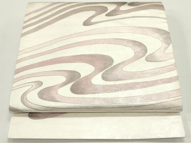 平和屋着物●太鼓柄袋帯　作家物　貝紫　流水文　金彩　引箔　正絹　逸品　DAAV9445ob